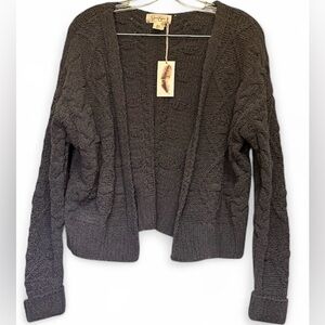 NEW WITH TAGS JESSICA SIMPSON WOMEN CROPPED CARDIGAN SLATE BLUE/GRAY SMALL